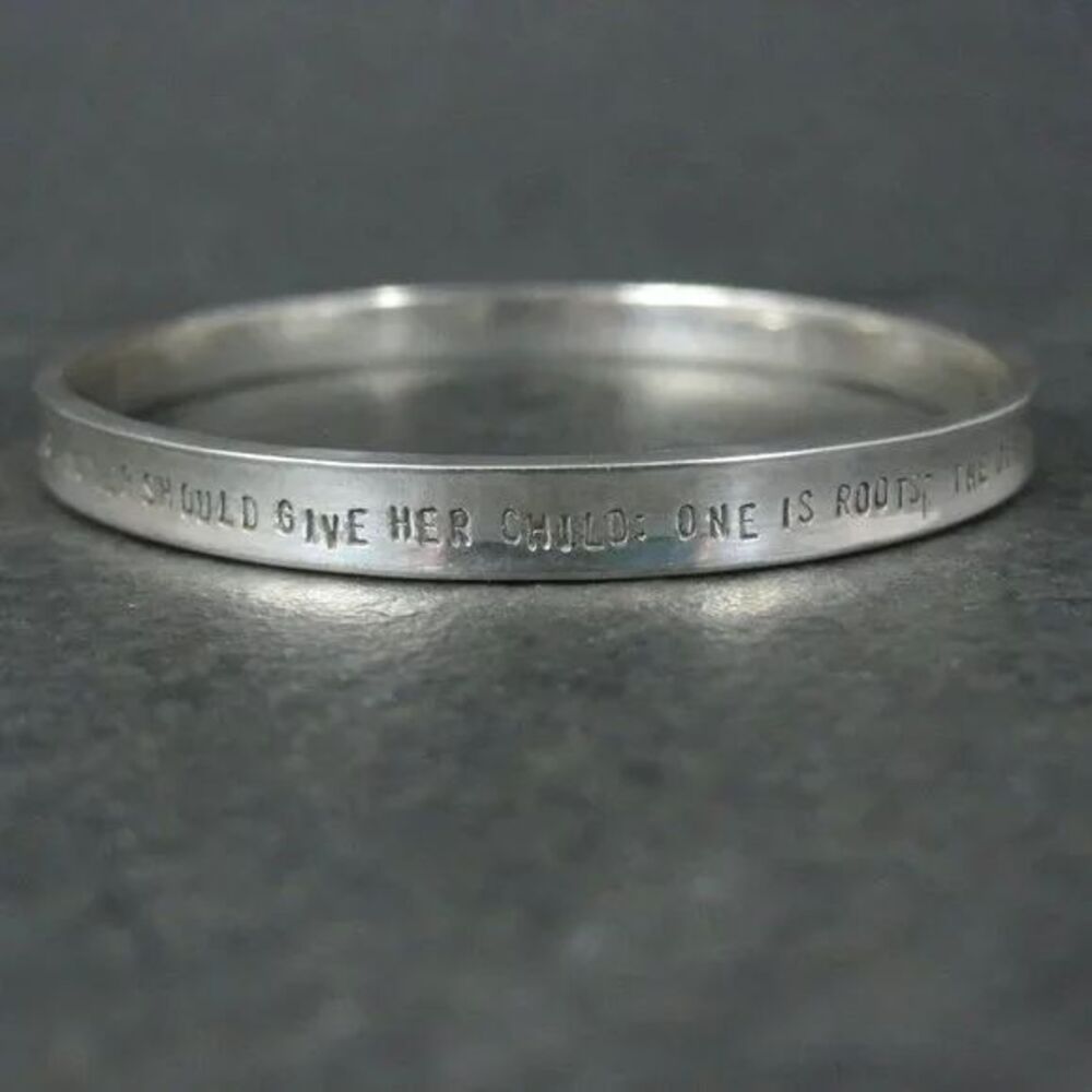 Sterling Stamped Mother Bangle Bracelet 7.5 Inches